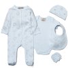 F09892NB: Baby Boys Elephant 6 Piece Mesh Bag Gift Set (NB-6 Months)